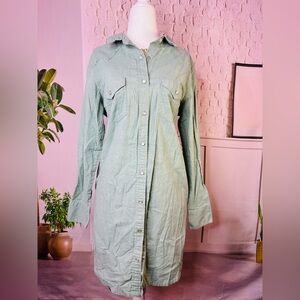 Wrangler Sage Green western dress large 100% cotton